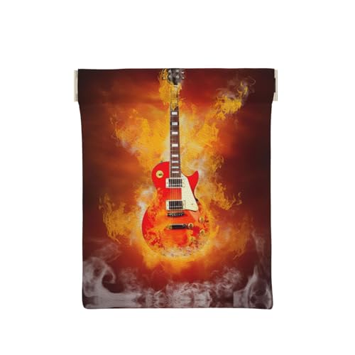 Romantische Geldbörse aus Leder mit Lavendel-Druck, für Herren, Münzgeldbörse für Damen, Mini-Geldbörse, Rock Guitar in Burning, Einheitsgröße, Münztasche von EdWal