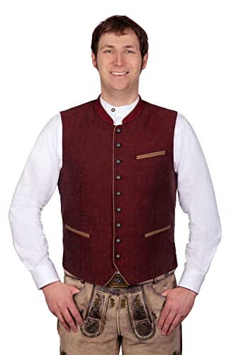 Edelnice Trachtenmode Elegante Trachtenweste Gilet aus Leinen Mark rot Gr. 64 von Edelnice Trachtenmode