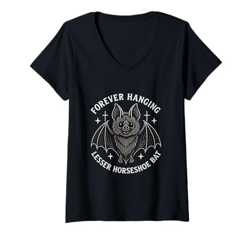 Damen Gothic Kleinere Hufeisen Fledermaus Ästhetisches Alt Tier T-Shirt mit V-Ausschnitt Damen Gothic Kleinere Hufeisen Fledermaus Ästhetisches Alt Tier T-Shirt mit V-Ausschnitt von Edgar Allan Poets
