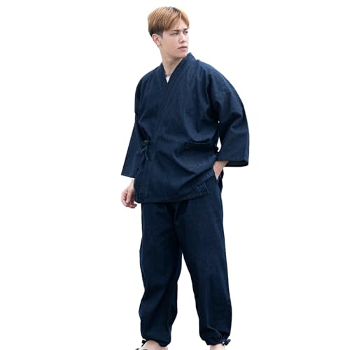 Edoten Arbeitskleidung für Herren, japanischer Kimono, Mönch, Arbeitskleidung, Jeansjacke, Hose, Kleid, Mönch, Nevy, L Edoten Arbeitskleidung für Herren, japanischer Kimono, Mönch, Arbeitskleidung, Jeansjacke, Hose, Kleid, Mönch, Nevy, L von Edoten