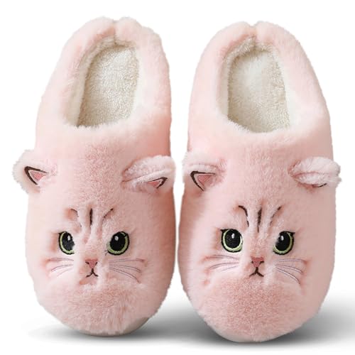 Eekisuf Katze Plüsch Hausschuhe Damen Winter, Flauschige Pantoffeln Damen Winter, Warme Hausschuhe Damen Kuschelige Interessant, (174#pink,37-38) von Eekisuf