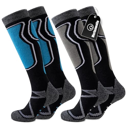 Effeet 2 Paar Skisocken aus Merinowolle für Herren Damen, Warme Gepolsterte Thermosocken Weich Winterstrümpfe, Kniestrümpfe mit Polsterung für Snowboarden Skifahren Jagen Wandern Blau & Schwarz 43-46 Effeet 2 Paar Skisocken aus Merinowolle für Herren Damen, Warme Gepolsterte Thermosocken Weich Winterstrümpfe, Kniestrümpfe mit Polsterung für Snowboarden Skifahren Jagen Wandern Blau & Schwarz 43-46 von Effeet
