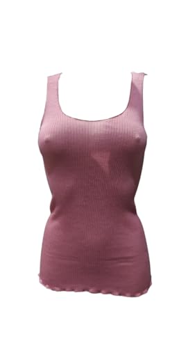 Egi Damen-Tanktop mit breiten Trägern aus 85 % Wolle und 15 % Seide mit Plisseeband, Altrosa, altrosa, Large von EGI