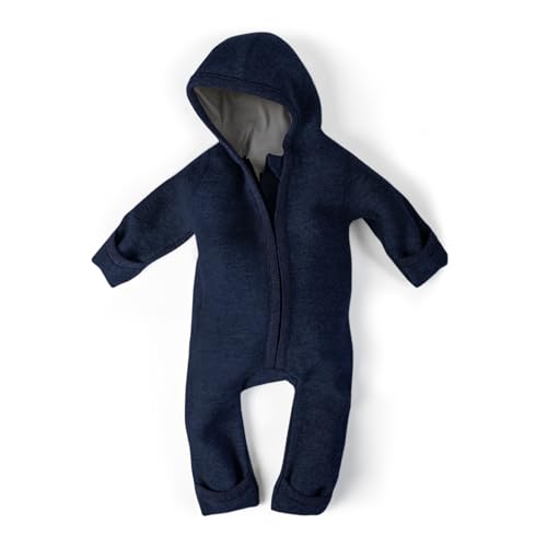 Ehrenkind® WALKOVERALL | Baby Wollwalk-Overalls aus Natur Schurwolle mit Reißverschluss | Walk Wolle Woll-Anzug für Kleinkind und Baby | Blau Gr. 86/92 von Ehrenkind