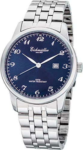 Eichmüller Edelstahl Herrenuhr Analog Silber Blau mit Datumsanzeige 5ATM von Eichmüller since 1950