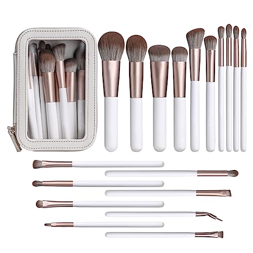 Eighosee 18-teiliges Make-up-Pinsel-Set Perlglanz-Weiß-Make-up-Werkzeuge, superweiches Haar, Make-up-Pinsel, Lidschatten-Pinsel-Set von Eighosee