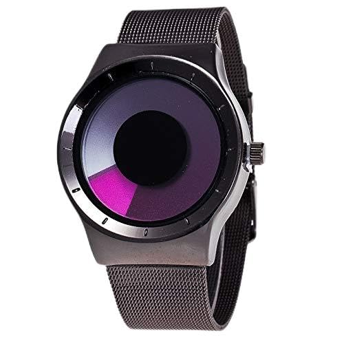 Eighosee Fashion Concept Uhren Herren und Damen Business Uhren Edelstahl Mesh Gürtel Uhren Schwarz + Rot, schwarz/rot, Armband von Eighosee