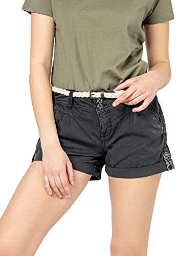 Eight 2 Nine Damen Chino Shorts Hose mit Flecht-Gürtel Dark-Grey L von Eight 2 Nine