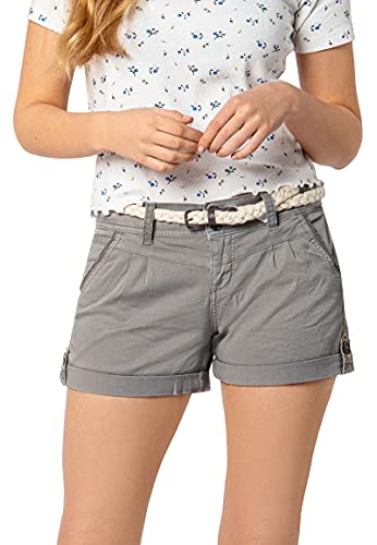 Eight 2 Nine Damen Chino Shorts Hose mit Flecht-Gürtel Middle-Grey XS von Eight 2 Nine