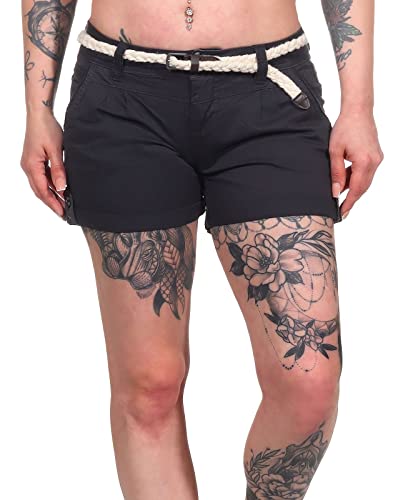 Eight 2 Nine Damen Chino Shorts Kurze Hose mit Gürtel Anthracite Grey L von Eight 2 Nine