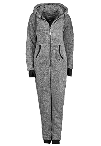 Eight2Nine Damen Jumpsuit Overall aus Teddy Fleece mit Ohren dark-grey XS/S von Eight 2 Nine