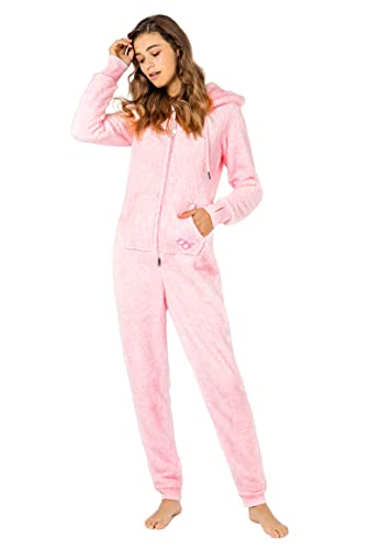 Eight2Nine Damen Jumpsuit Overall aus Teddy Fleece mit Ohren rose L/XL von Eight 2 Nine