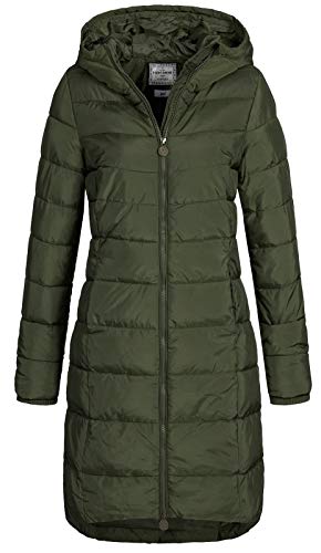 Eight 2 Nine Damen Steppmantel LETN-039 Lange Stepp-Jacke mit Kapuze forest night L von Eight 2 Nine