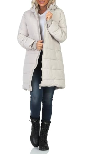 Eight 2 Nine Damen Steppmantel Winterjacke LETN-068 mit Kapuze Birch Beige M von Eight 2 Nine