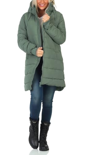 Eight 2 Nine Damen Steppmantel Winterjacke LETN-068 mit Kapuze Laurel Green L von Eight 2 Nine