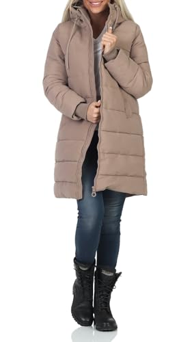 Eight 2 Nine Damen Steppmantel Winterjacke LETN-068 mit Kapuze Portabella Brown M von Eight 2 Nine