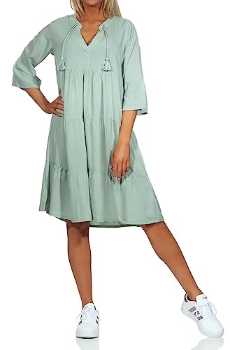 Eight 2 Nine Damen Viskose Kleid LETN-067 Knielang mit 3/4-Ärmeln Jadeite Green XL von Eight 2 Nine