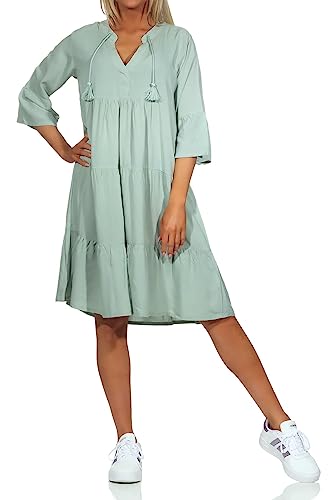 Eight 2 Nine Damen Viskose Kleid LETN-067 Knielang mit 3/4-Ärmeln Jadeite Green XS von Eight 2 Nine