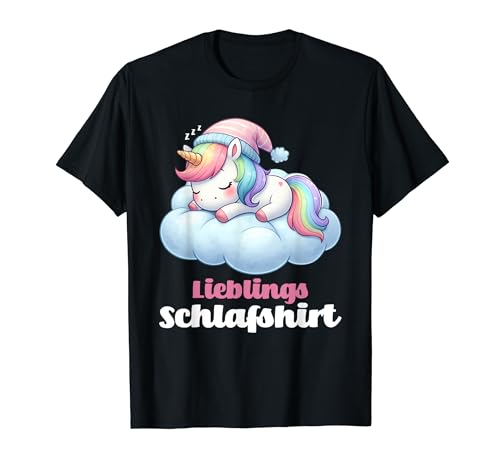 Einhorn Schlafshirt Pyjama Schlafanzug Damen Mädchen Einhorn T-Shirt von Einhorn Geschenke Schlafshirt Mädchen Frauen