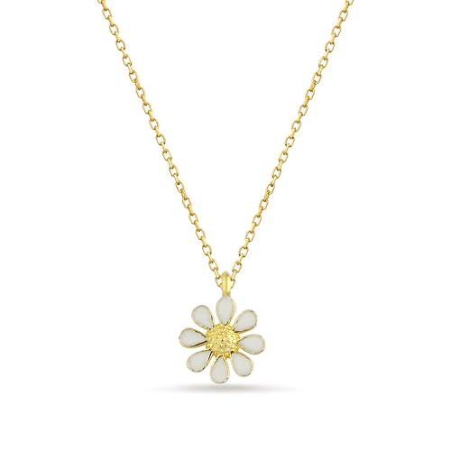 Einzelstück® Halskette Daisy mit Gänseblümchen Anhänger I 925 Sterling Silber vergoldet I Antiallergen & Nickel (Daisy Halskette Gold) von Einzelstück