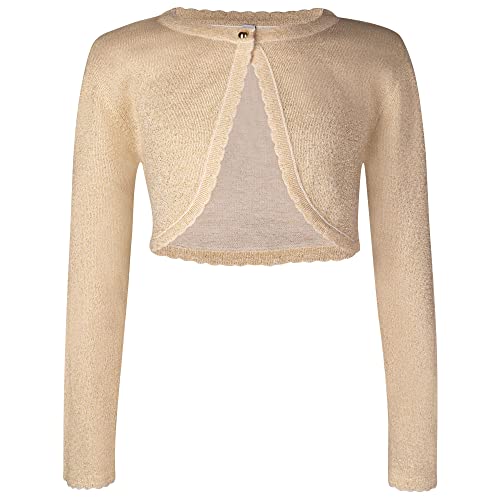 Eisend - Mädchen Bolero Langarm, festlich, Perlenverschluss, einfarbig, Gold - 364102g, Größe 134 von Eisend