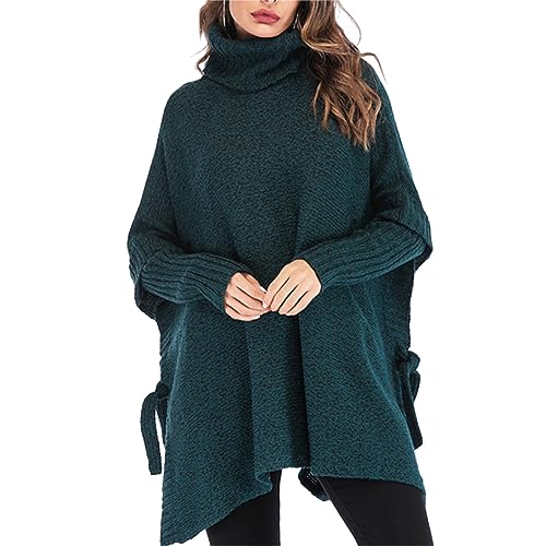 Ejoyous Damen Oversize Pullover, Langarm Rollkragen Batwing Strick seitliche Schlitze bequemer Winterpullover (XL(L-XL)) von Ejoyous