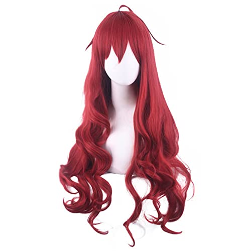 Cosplay Perücken rote lange Haare lockiges Haar mit Fransen Damenmode Perücken Modedekoration von EkeNoz