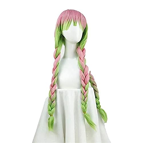 Damenmode Persönlichkeit Anime Perücke rosa Farbverlauf grün Styling Twist Braid Cosplay Perücke Modedekoration von EkeNoz