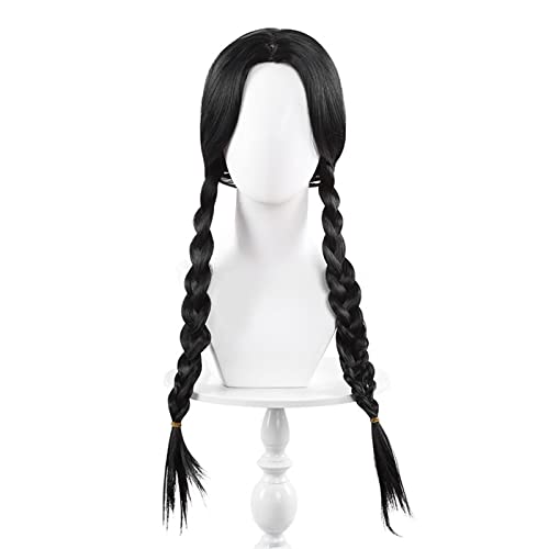 Doppelter Pferdeschwanz Twist Braid Cosplay Anime Perücke schwarze Langhaar Damenperücke Modedekoration (Color : A, Size : 1) von EkeNoz