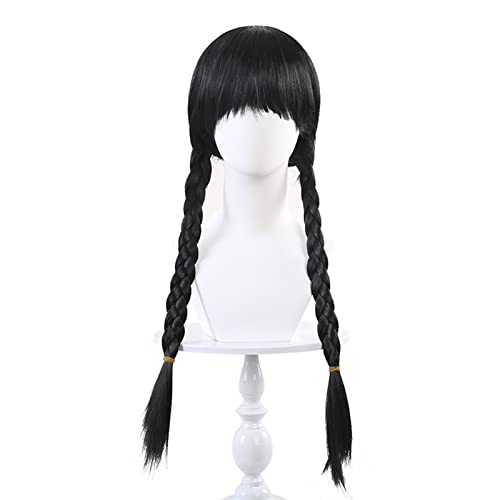 Doppelter Pferdeschwanz Twist Braid Cosplay Anime Perücke schwarze Langhaar Damenperücke Modedekoration (Color : B, Size : 1) von EkeNoz