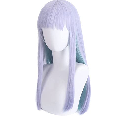 Lila blau gefärbte Cosplay-Perücke for Damen, gemischte Farbsimulation, Kopfhaut, lange, glatte Haarperücke Modedekoration von EkeNoz