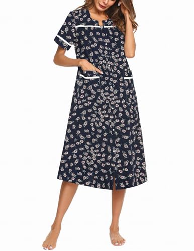 Ekouaer Damen Nachtwäsche Snap-Front Duster/Hauskleid mit Taschen/Kurzarm Nachthemd/Hausmantel/Sommermantel S-XXL, Muster 12, X-Large Ekouaer Damen Nachtwäsche Snap-Front Duster/Hauskleid mit Taschen/Kurzarm Nachthemd/Hausmantel/Sommermantel S-XXL, Muster 12, X-Large von Ekouaer