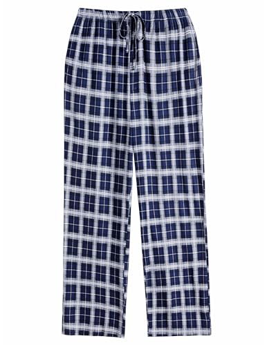 Ekouaer Herren Pyjamahose Modal Schlafanzughose Lang Jogginghose Freizeithose Homewear Shorts mit Tasche Loungewear PantsBlau+WeißM von Ekouaer