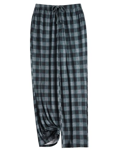 Ekouaer Lang Schlafanzughose Herren Pyjama Shorts Herren mit Seitentaschen & Elastischem BundGrau+SchwarzM von Ekouaer