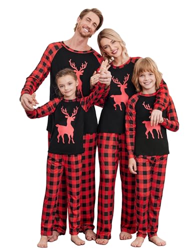Ekouaer Weihnachten FamilienSchlafanzug Für Familie Familie Weihnachten Pyjamas Set Bedruckte Weihnachten Nachtwäsche Outfits für Unisex Jungen Mädchen von Ekouaer