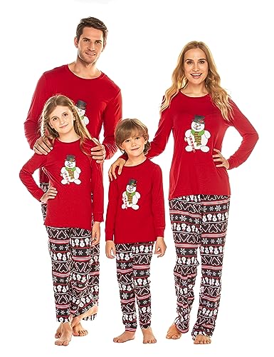 Ekouaer Weihnachts Pyjama Familie Set Matching Christmas Pyjama Couples Set Weihnachtspyjama Familie Weihnachten Schlafanzug für Damen Herren Kinder Rot XL von Ekouaer
