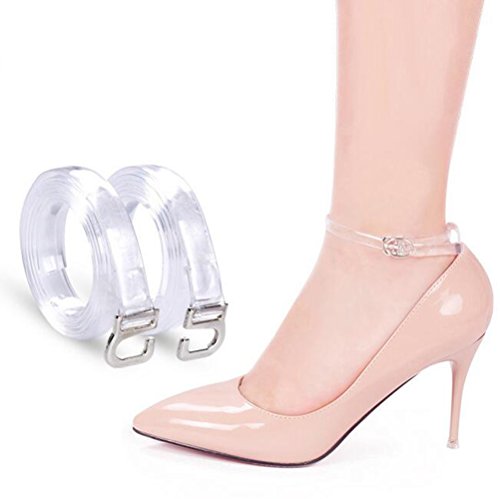 2 Paar Damen-Schnürsenkel, transparent, abnehmbar, handlich, elastisch, High Heels, Anti-Lose-Schnürsenkel-Zubehör (59,9 cm), Transparent von Elandy