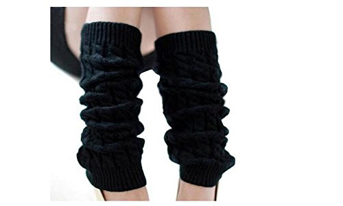 Elandy Thermo-Beinstulpen für den Winter, lange Socken, Stiefelbündchen, Topper für Damen, Mädchen, Schwarz von Elandy