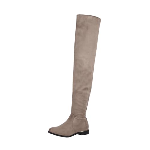 Elara Damen Stiefel Overknees Wildlederoptik Chunkyrayan EL502 Khaki-36 von Elara