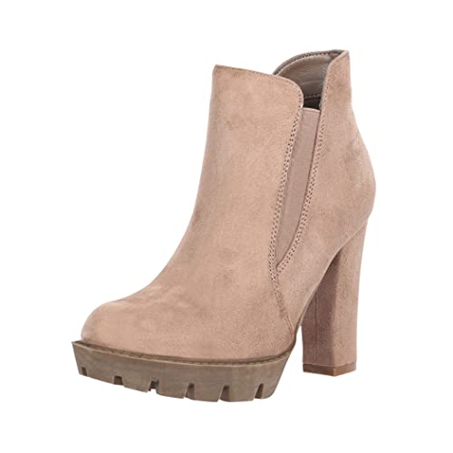 Elara Damen Stiefelette Ankle Boots Chunkyrayan EL800 Khaki-37 von Elara