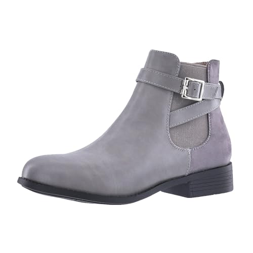 Elara Damen Stiefelette Chelsea Ankle Boots Chunkyrayan C298-Grey-38 von Elara