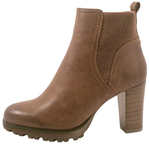 Elara Damen Stiefeletten Ankle Boots Chunkyrayan 949-GA-Khaki-40 von Elara