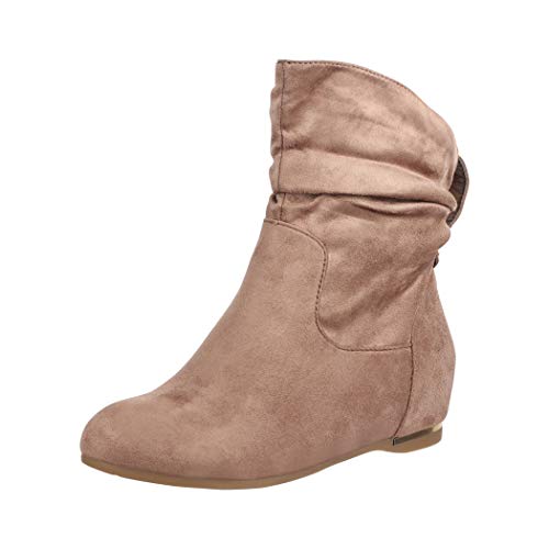 Elara Damen Stiefeletten Boots Keilabsatz Chunkyrayan C270 Khaki-40 von Elara