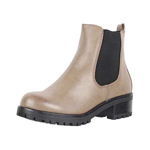 Elara Damen Stiefeletten Chelsea Boots Chunkyrayan S160 Khaki-36 von Elara