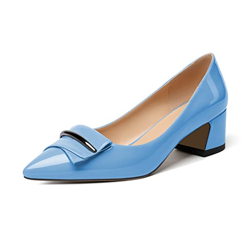 Elashe Damen Slip on Blockabsatz Pumps Block Heeled Schuhe Hellblau EU38 von Elashe