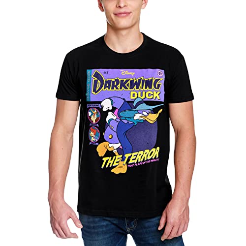 Elbenwald Darkwing Duck T-Shirt Comic Cover Frontprint Baumwolle Herren Damen schwarz - L von Elbenwald