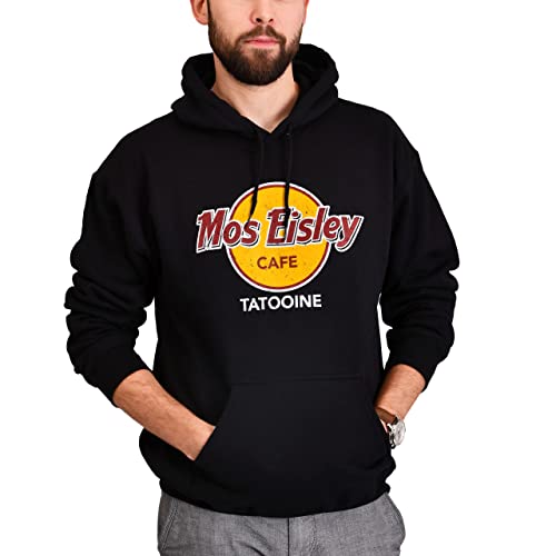 Elbenwald Mos Eisley Cafe Hoodie Frontprint für Star Wars Fans Herren Damen Baumwolle schwarz - L von Elbenwald