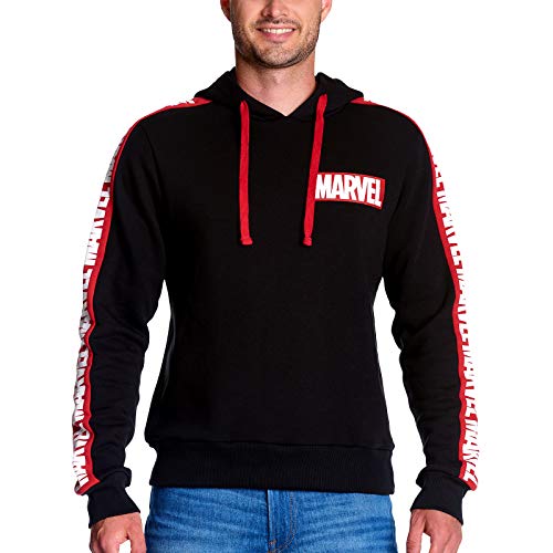 Elbenwald Marvel Hoodie mit Mogo Frontprint und Ärmelprint Herren Damen Baumwolle schwarz - M von Elbenwald