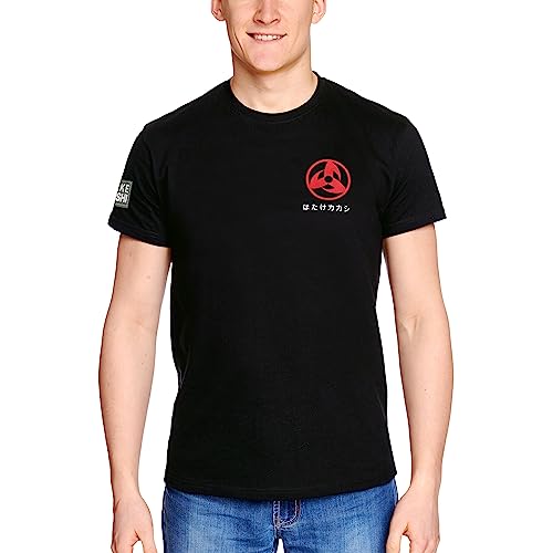 Elbenwald Naruto T-Shirt mit Kakashi Hatake Poster Motiv für Herren Damen Unisex Baumwolle schwarz - XXL von Elbenwald