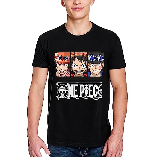 Elbenwald One Piece T-Shirt mit Crew Motiv für Anime Fans Herren Damen Unisex Baumwolle schwarz - L von Elbenwald